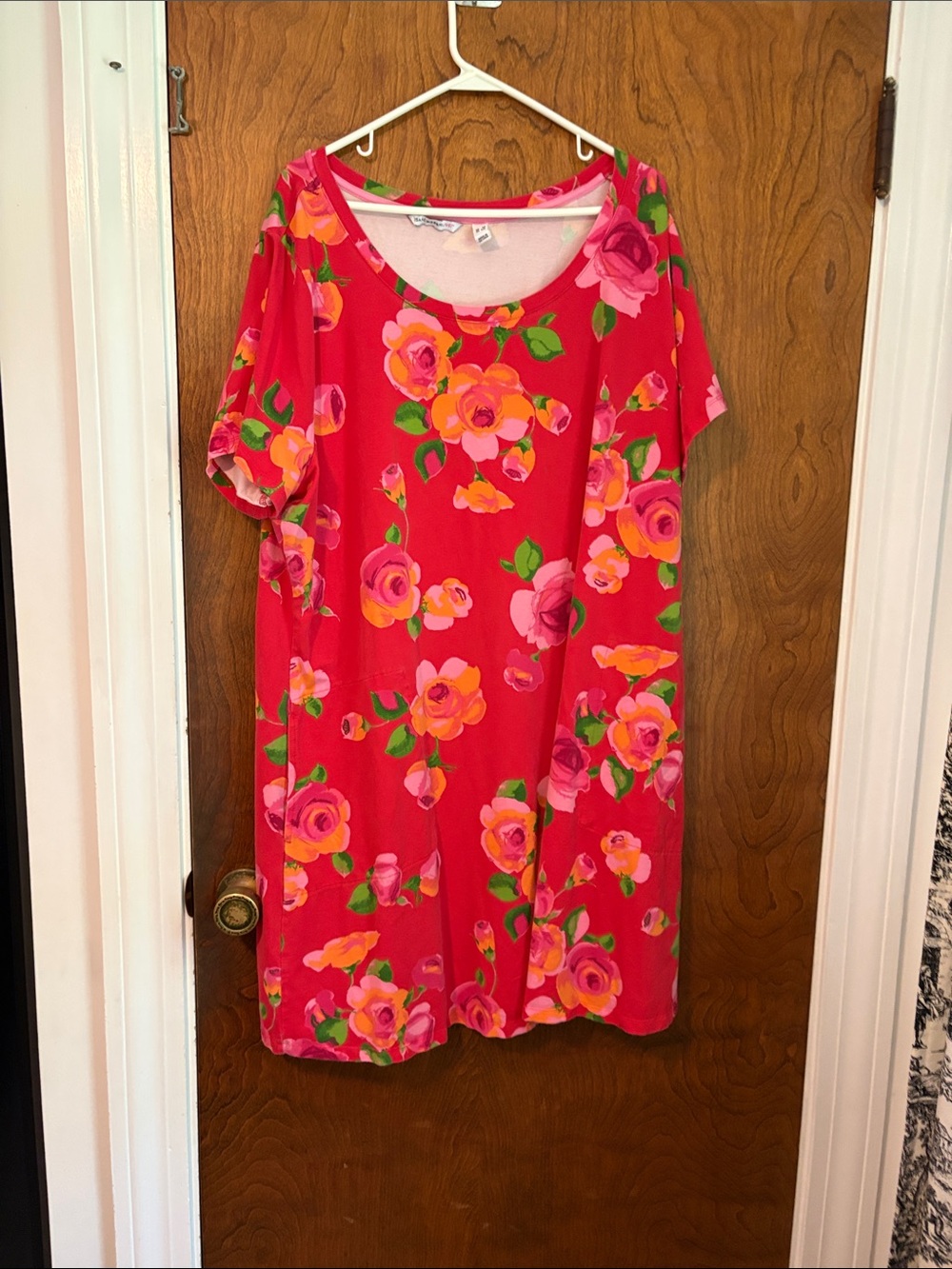 Isaac Mizrahi Red Floral Short-Sleeve Dress